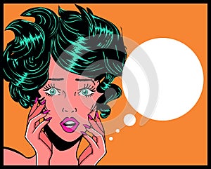 OMG Retro Pop Art illustration of woman with the speech bubble