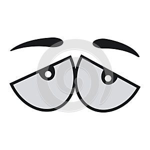 Ð¡omic eye cartoon vector illustration expression character icon. Face emotion element symbol fun. Cute and happy eyebrow humor