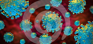 Omicron Coronavirus 2019-ncov COVID-19 virus artistic representation in digital 3d