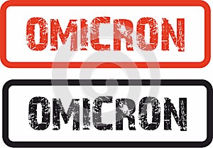 Omicron coronavirus red and black icon and stamp