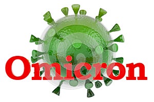 Omicron Covid variant B.1.1.529. Coronavirus, COVID-19, 3D rendering