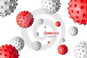 Omicron COVID-19 variant poster, 3d illustration photo