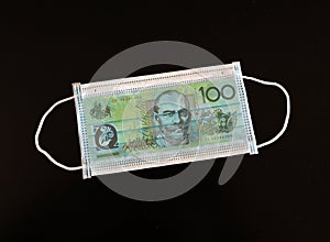 Omicron Money Face Mask Covid-19 Australia Aussi Lockdown Quarantine Virus Coronavirus Disposable Australian Dollar Surgical Mask 