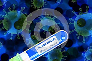 Omicron variant of corona virus covid19 with test kit positive negative sign