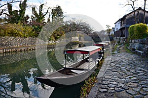 Omihachiman historic town along the canal in Japan