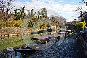 Omihachiman historic town along the canal in Japan