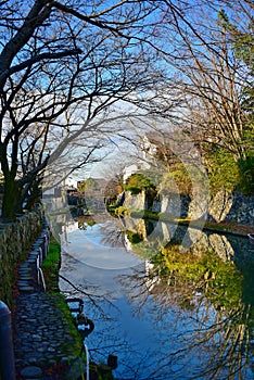 Omihachiman historic town along the canal in Shiga