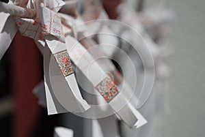 Omikuji Charms at Fuji Shrine, Japan