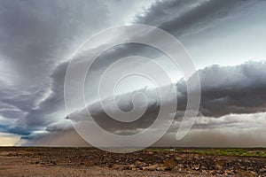 Ominous dark clouds and dust storm