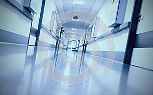 Ominous, eerie corridor in the hospital
