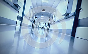 Ominous, eerie corridor in the hospital photo