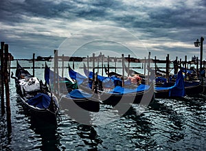 Ominous Skies over Venice and it`s Gondolas