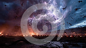 Jack o lantern storm with bats