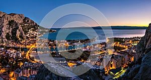 Omis - aerial view at night