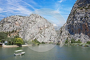 Omis Croatia, picturesque town in Dalmatia where Cetina River meets the Adriatic Sea.