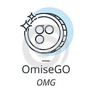 OmiseGO cryptocurrency coin line, icon of virtual currency