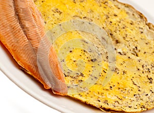 Omlette with fish breakfast