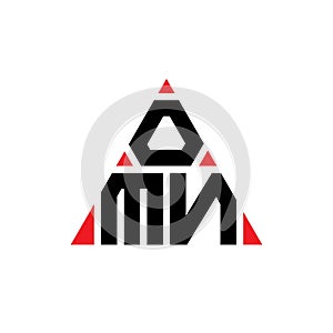 OMN triangle letter logo design with triangle shape. OMN triangle logo design monogram. OMN triangle vector logo template with red