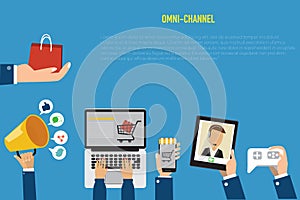 OMNI-Channel concept for digital marketing and online shopping.Illustration EPS10. photo