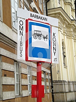 Omnibus stop in The Old Town, in Warsaw, Poland