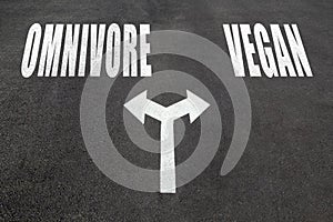 Omnivore vs vegan choice concept photo