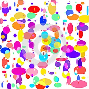 Ð¡omposition of colored dots, ovals on a white background.