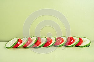 Ð¡omposition of slices of cucumber and tomato