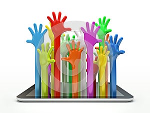 ÃÂ¡omputer tablet and color hands