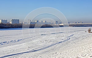 Omsk, the city center. Morning noon in January