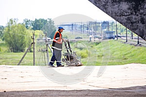 Omsk, Russia - June 2: road worker