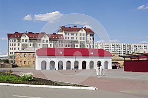 OMSK, RUSSIA - JUNE 12, 2015: Views of historical complex Omsk Fortress and modern building