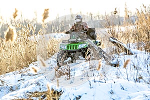 Omsk, Russia - November 13, 2015: quad bike in field