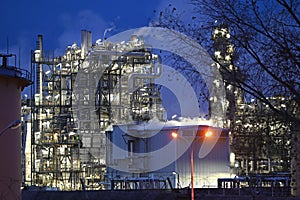 OMV refinery in Schwechat at night
