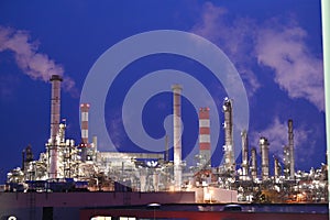OMV refinery in Schwechat at night