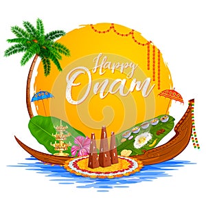 Onam celebration background for Happy Onam festival of South India Kerala