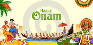 Onam celebration background for Happy Onam festival of South India Kerala
