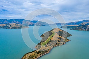 Onawe peninsula near Akaroa inside of Banks peninsula, New Zealand