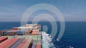 Onboard of huge Container ship during underway, starboard wing