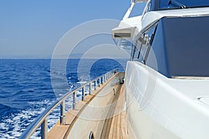 Onboard Luxury motor yacht cruising the Aegean sea