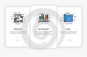 Onboarding screens design in building and architecture concept