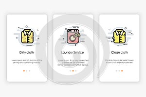 Onboarding screens design in Laundry and washer concept. Modern and simplified vector illustration