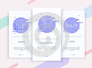 Onboarding screens user interface kit for mobile app templates concept of planing, construction and home buildind. Concept for web photo