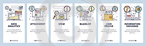 Website and mobile app onboarding screens vector template