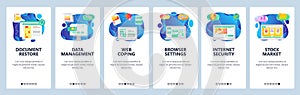 Website and mobile app onboarding screens vector template