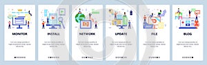 Website and mobile app onboarding screens vector template