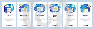 Website and mobile app onboarding screens vector template