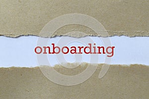 Onboarding word on white photo