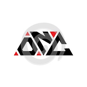 ONC triangle letter logo design with triangle shape. ONC triangle logo design monogram. ONC triangle vector logo template with red