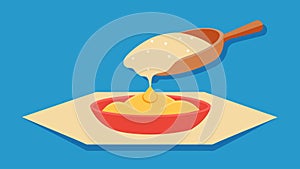 Once the filling has cooked and cooled it is sed onto the center of the dough sheet.. Vector illustration. photo