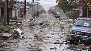 The once peaceful streets now filled with debris and broken objects a chilling reminder of the ferocity of the tornado photo